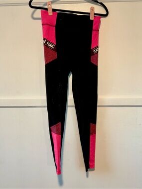 PINK Victoria's Secret Black & Pink Colorblock Leggings (Matching Jacket Listed)